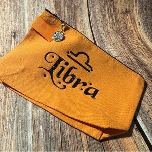 NEW Libra Custom Vinyl Orange 7”x5” Cosmetic Bag Item #PHK3452